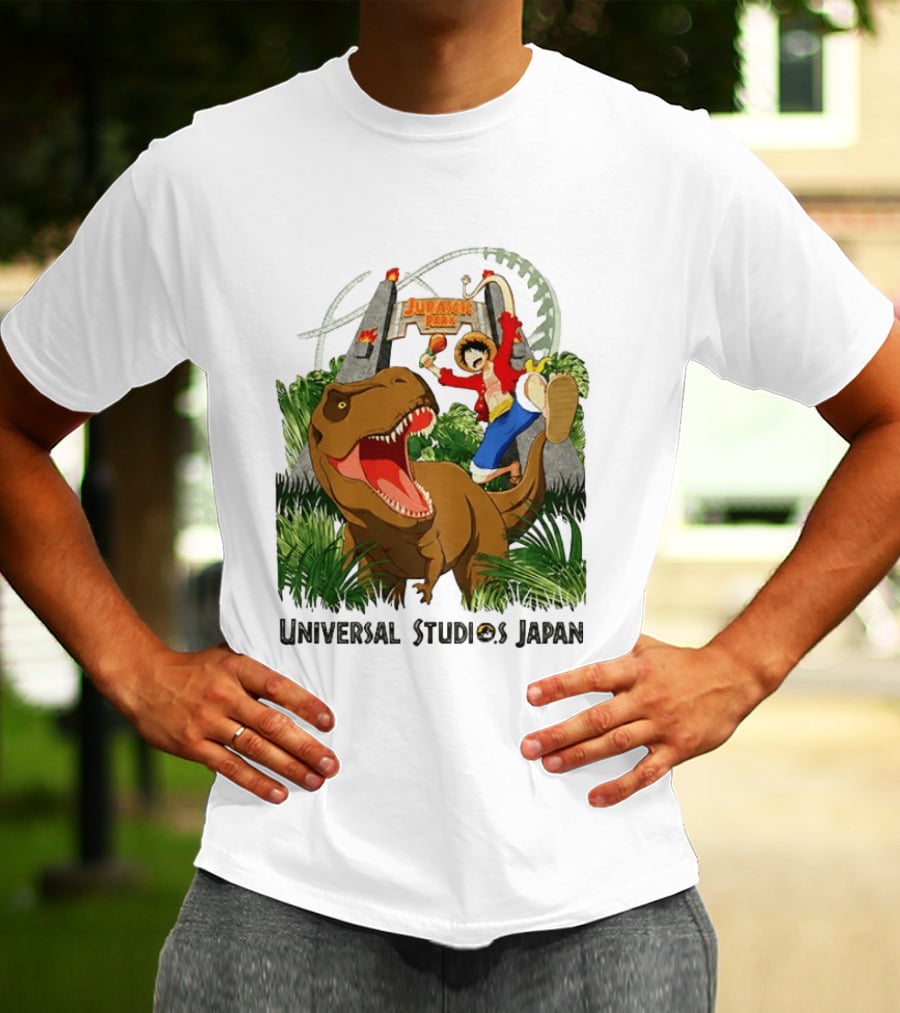 Universal Studios Japan One Piece Jurassic Park Luffy Riding Rex T-Shirt