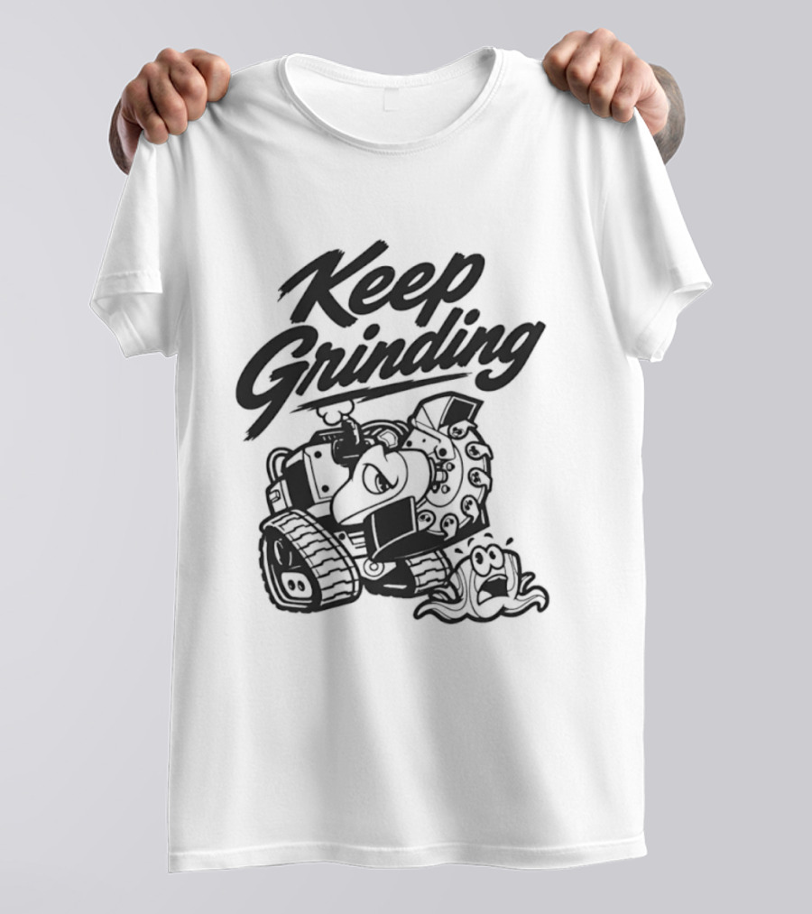 Keep Grinding Cartoon Stump Grinder Landscaping T-Shirt