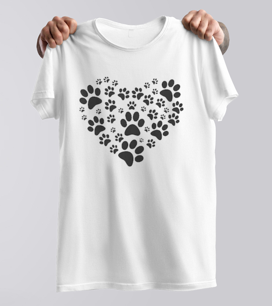 Paw Print Heart Pet Lover Paws T-Shirt
