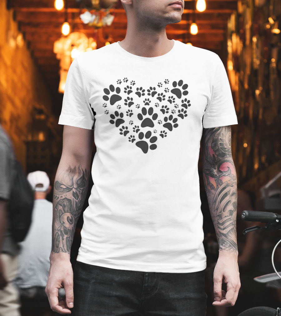 Paw Print Heart Pet Lover Paws T-Shirt