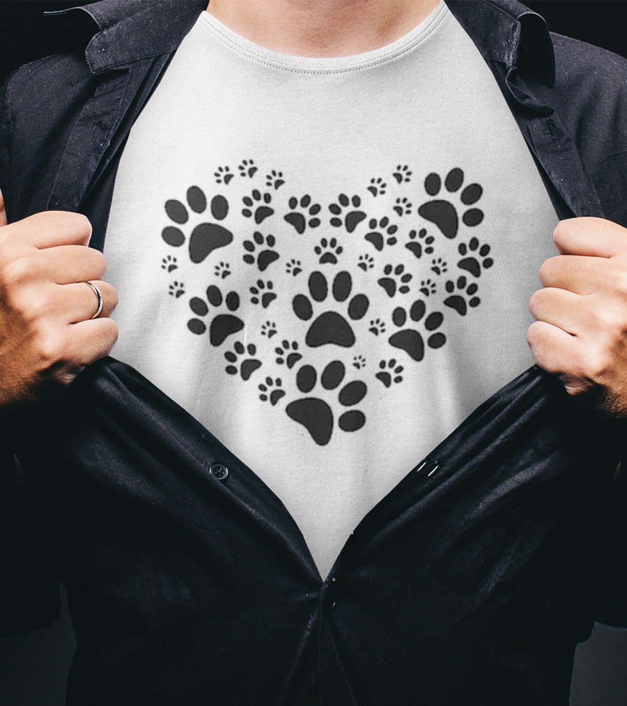 Paw Print Heart Pet Lover Paws T-Shirt