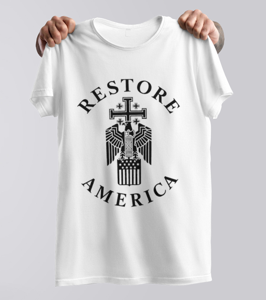 Restore America Eagle Cross Symbol Patriotic T-Shirt