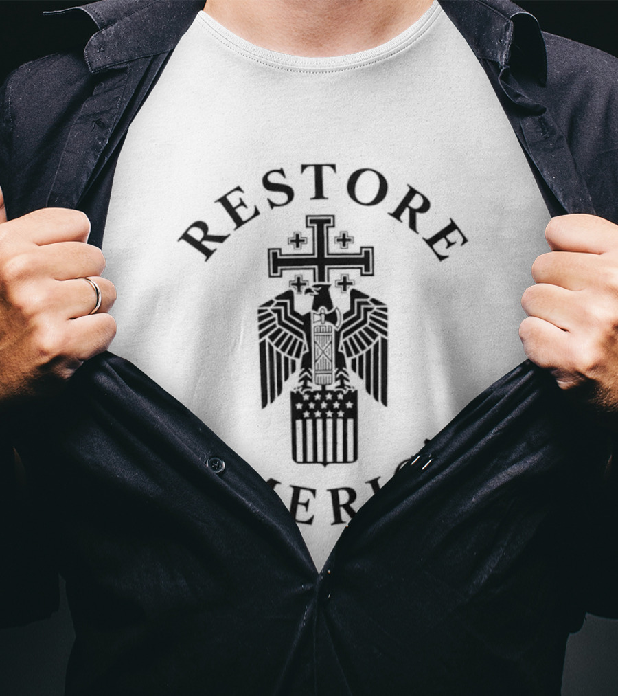 Restore America Eagle Cross Symbol Patriotic T-Shirt