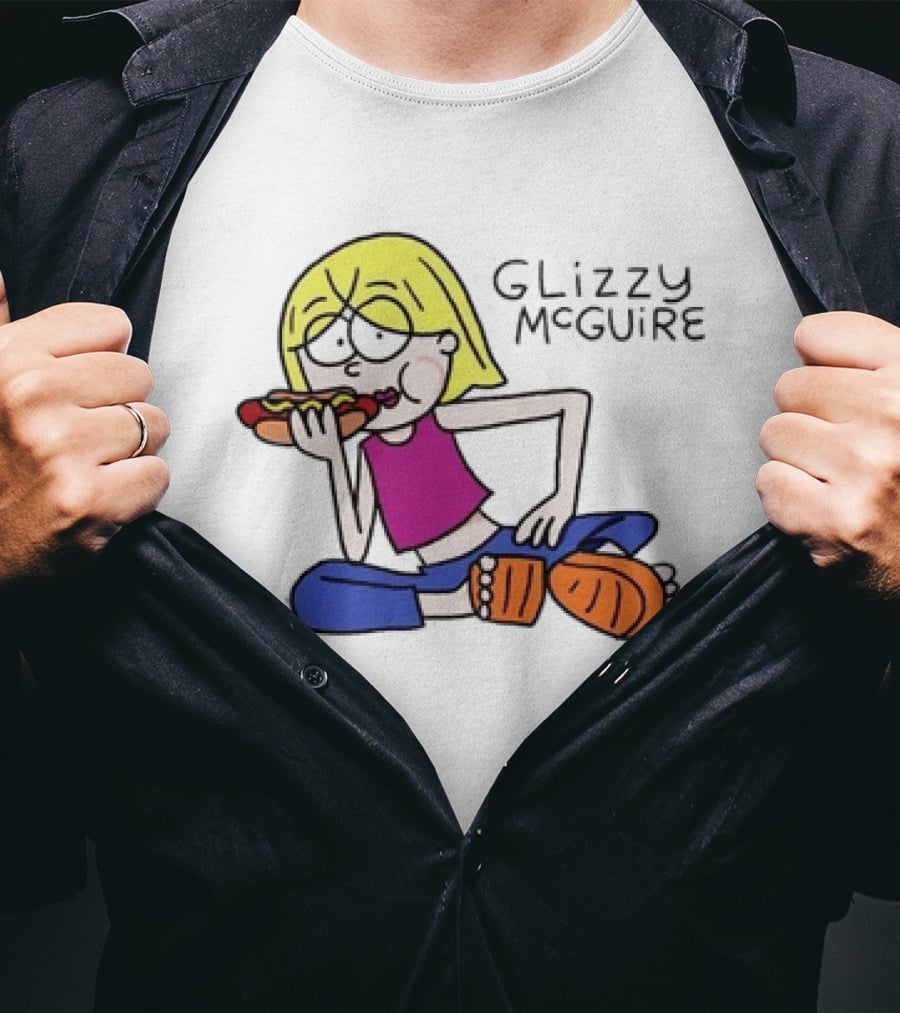 Glizzy McGuire Cartoon Character Eating Hot Dog T-Shirt
