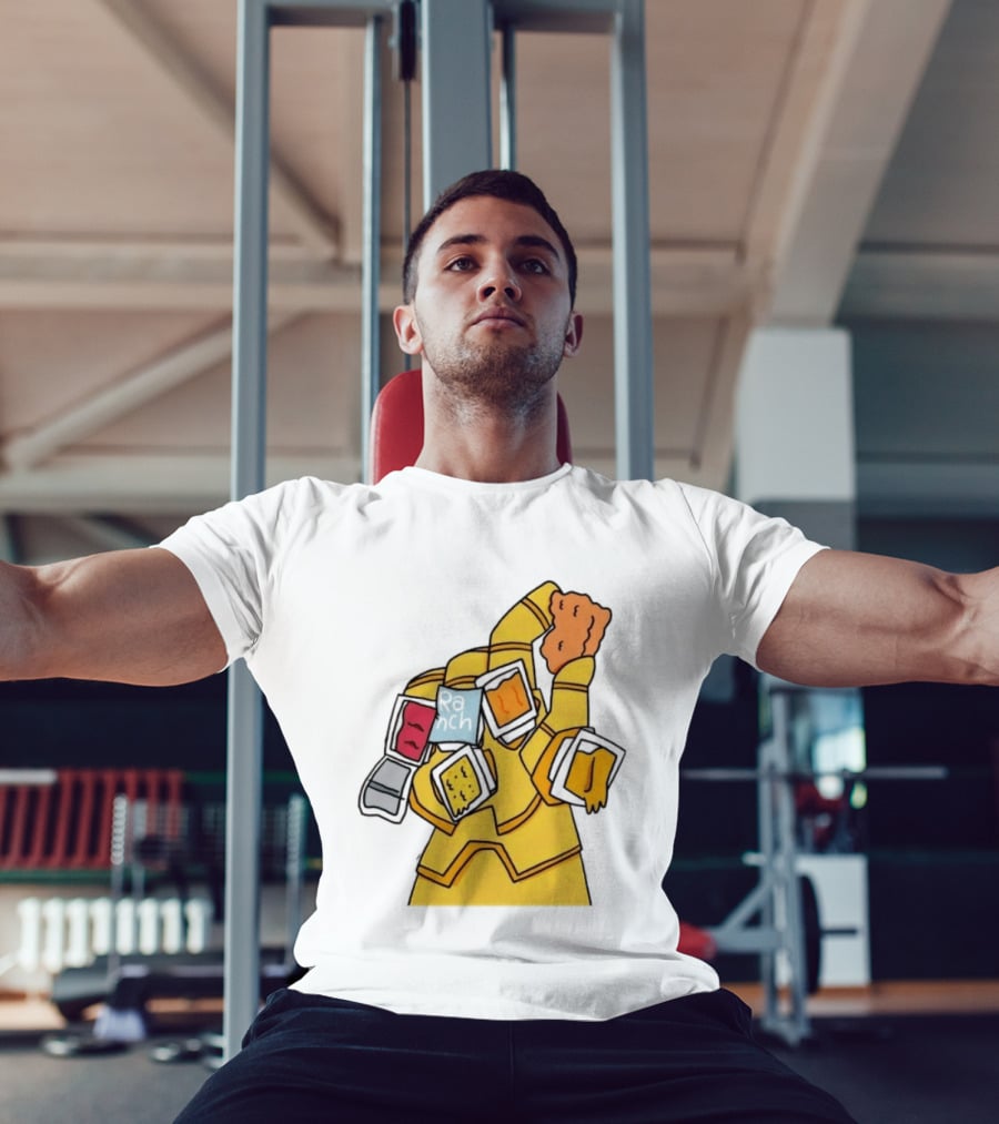 Infinity Gauntlet With Chicken Nugget And Sauce Containers Meme T-Shirt