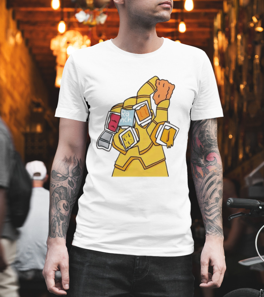 Infinity Gauntlet With Chicken Nugget And Sauce Containers Meme T-Shirt