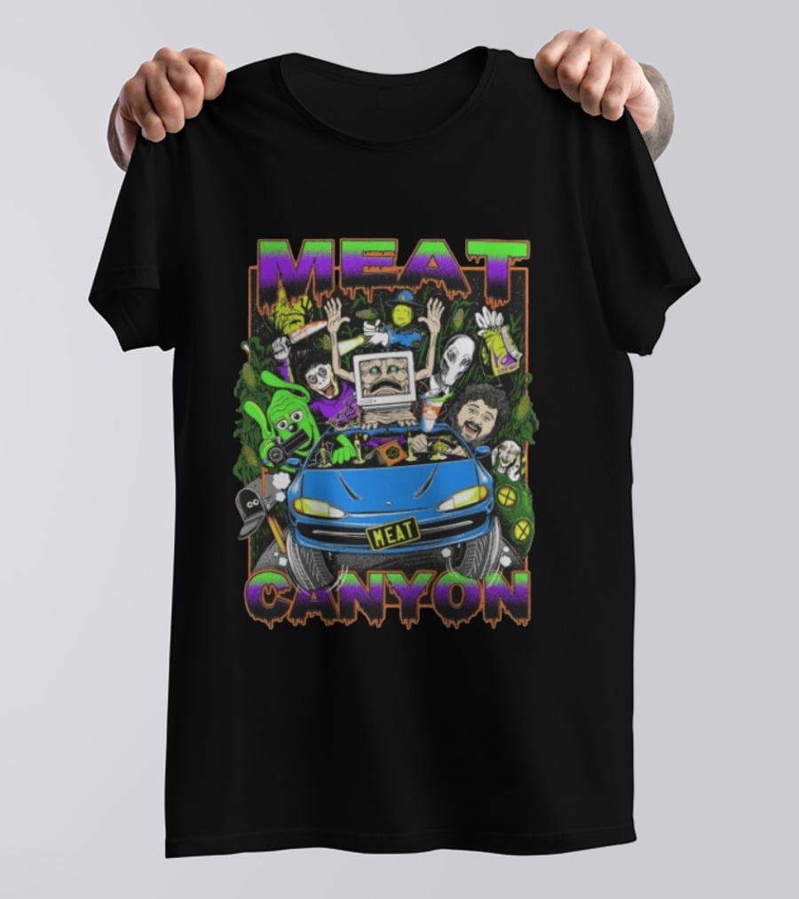 Meatcanyon The Journey Black Computer Car Adventure Characters T-Shirt