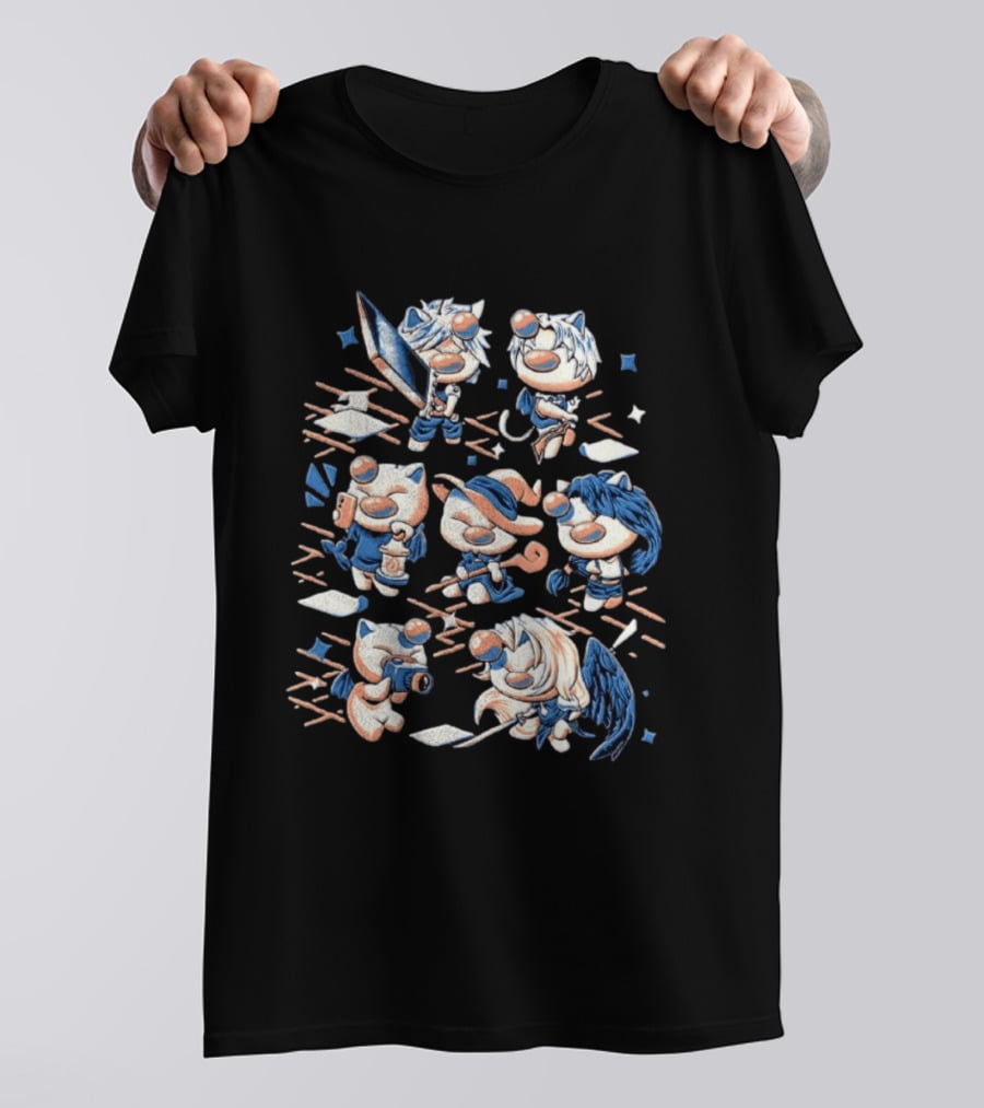 Final Fantasy VII Moogle Characters Cloud Tifa Aerith Sephiroth Cast T-Shirt