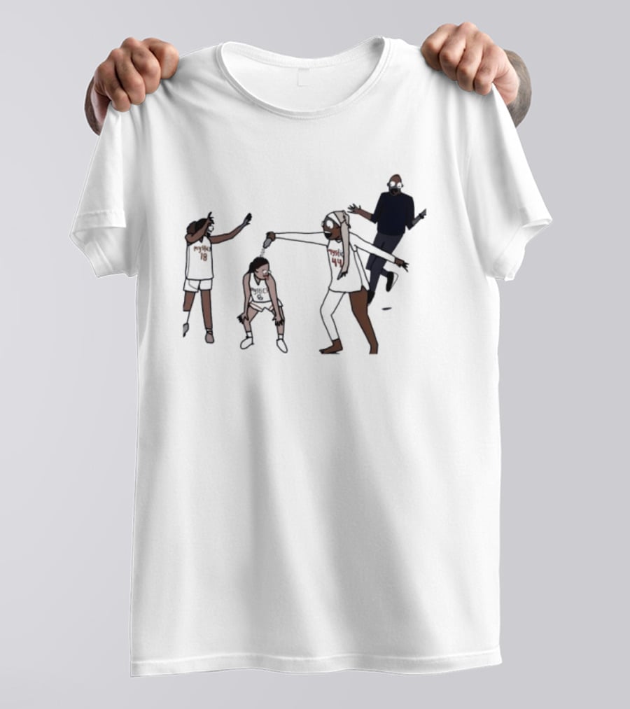 Washington Mystics Locker Room Champion Celebration Scene Animated Players T-Shirt