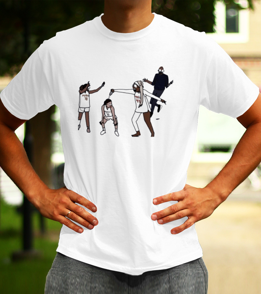 Washington Mystics Locker Room Champion Celebration Scene Animated Players T-Shirt