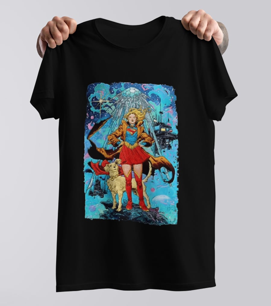Supergirl And Krypto DC Comics Sci Fi City Adventure T-Shirt