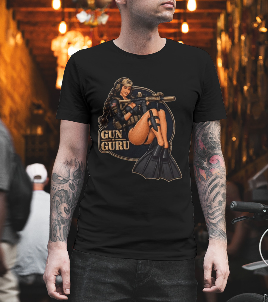 Trained Equipped Gun Guru Pinup Always Ready To Get A Little Wet T-Shirt
