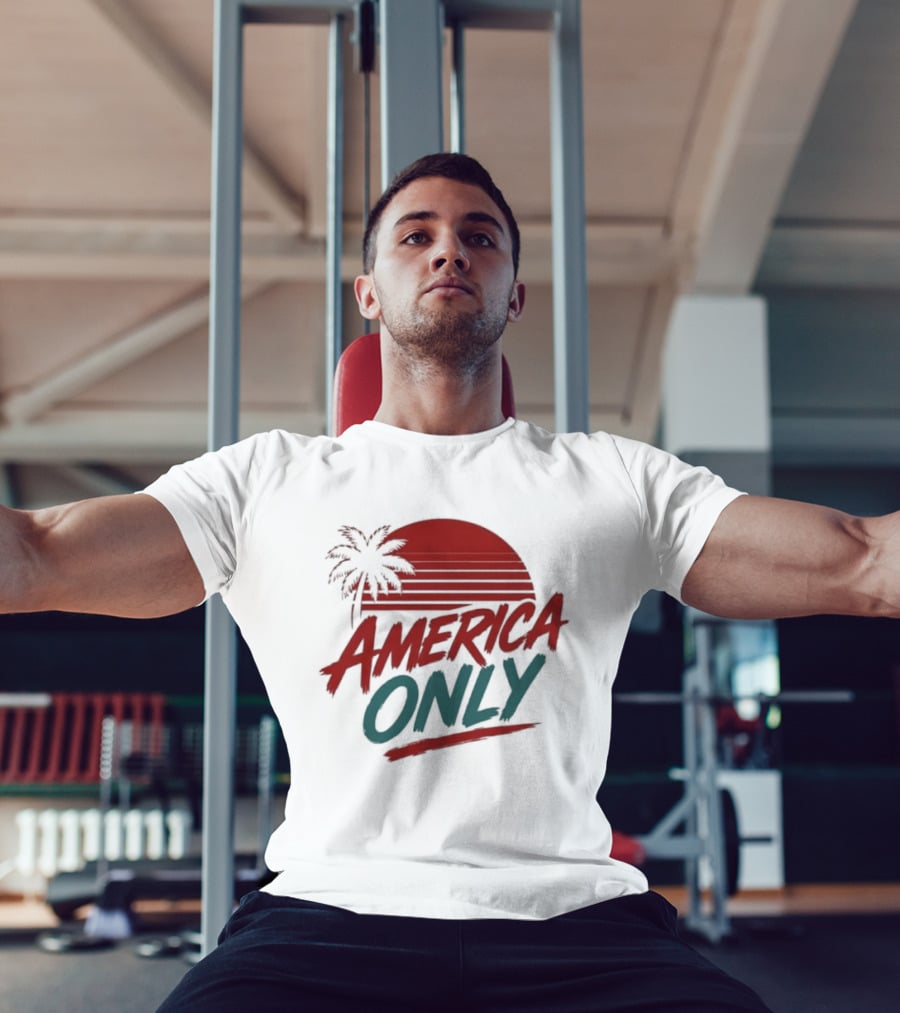America Only Tropical Sunset Palm Tree T-Shirt