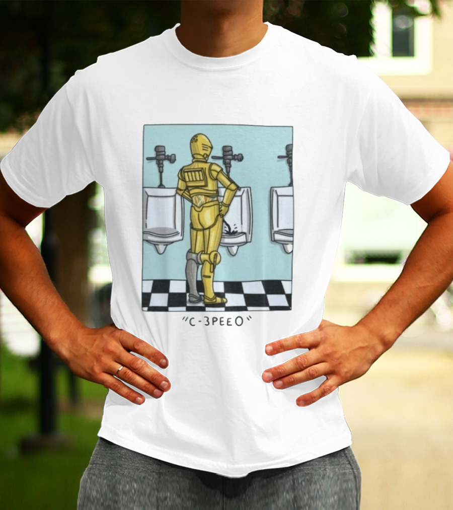 Star Wars C 3PEEO Droid Pun C 3PO Urinal Humor T-Shirt