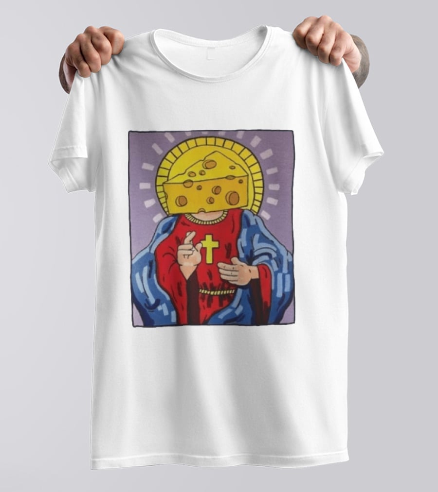 Cheesus Cheese Head Religious Pun Jesus T-Shirt