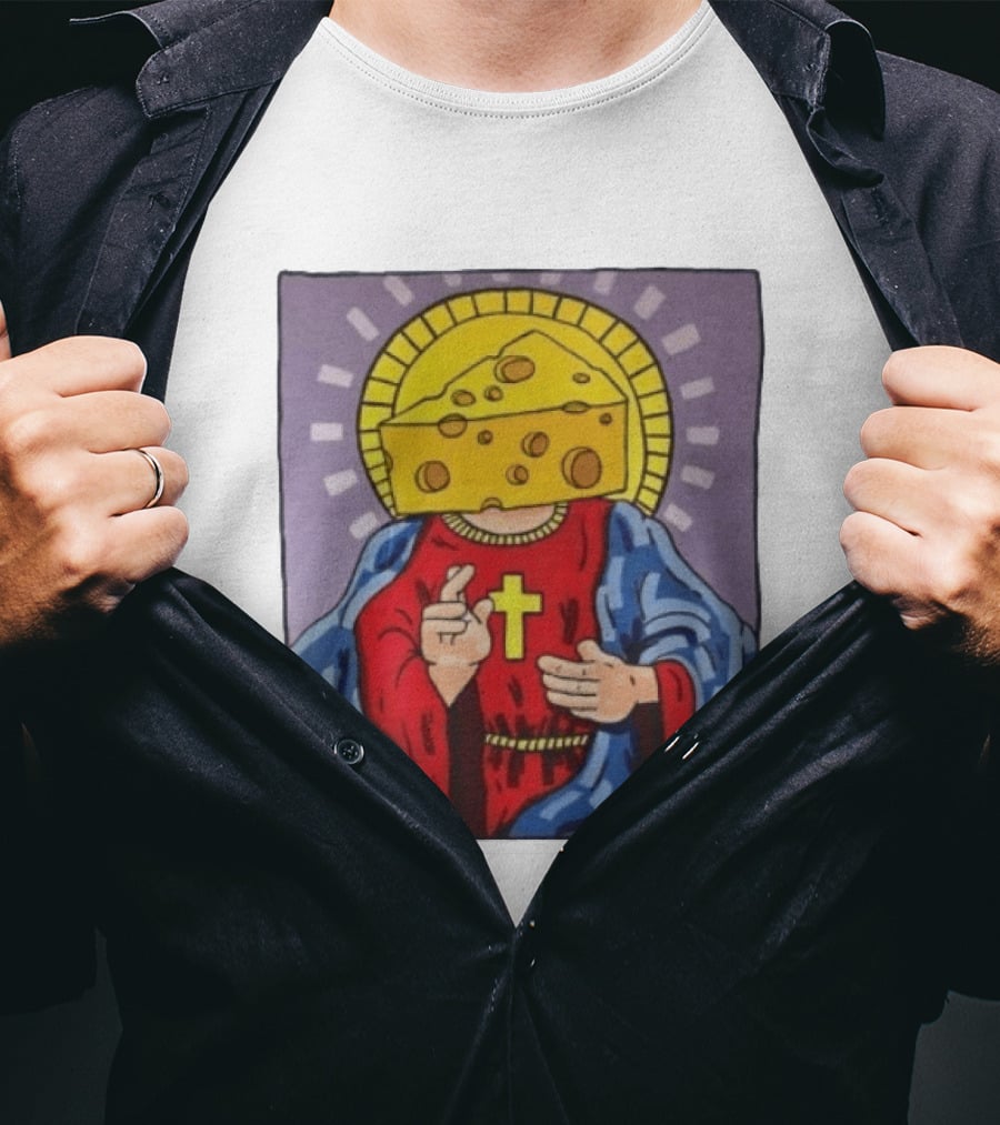 Cheesus Cheese Head Religious Pun Jesus T-Shirt