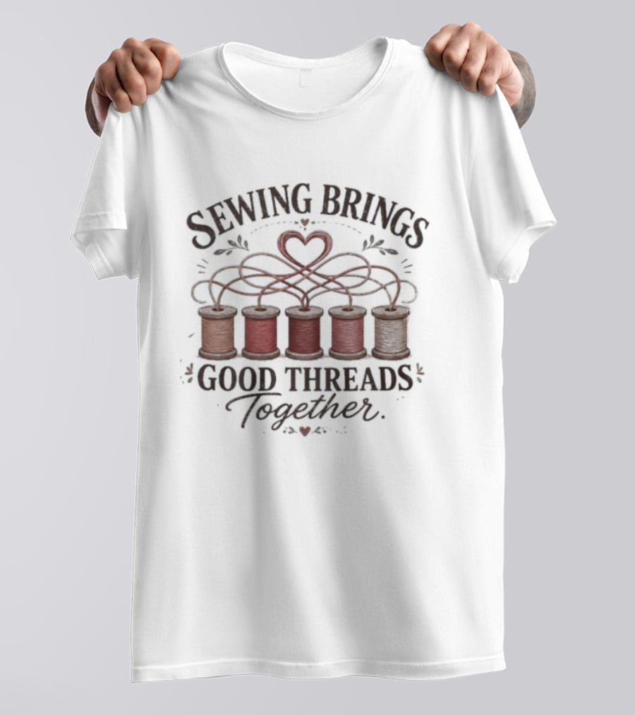 Sewing Brings Good Threads Together Heart Spools Seamstress T-Shirt