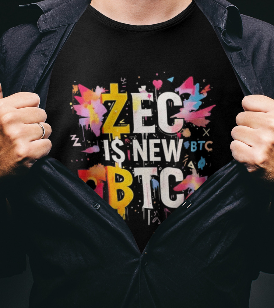 ZEC Is New BTC Cryptocurrency Zcash Bitcoin Colorful Paint Splash T-Shirt