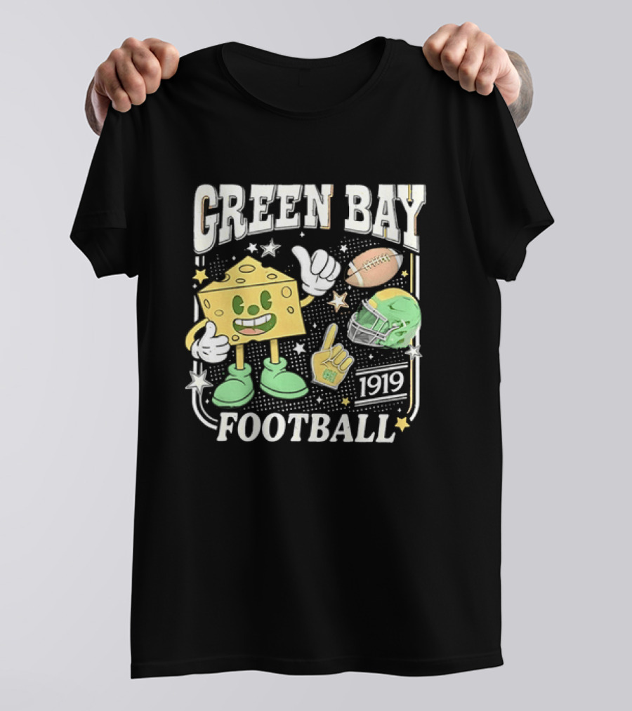 Green Bay 1919 Cheesehead Football Mascot And Gear T-Shirt