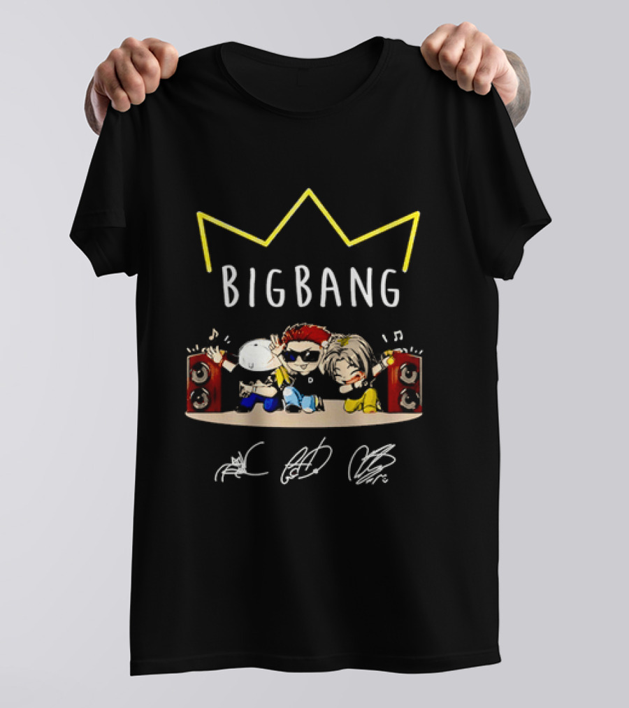 BIGBANG Chibi Characters With Crown And Speaker T-Shirt