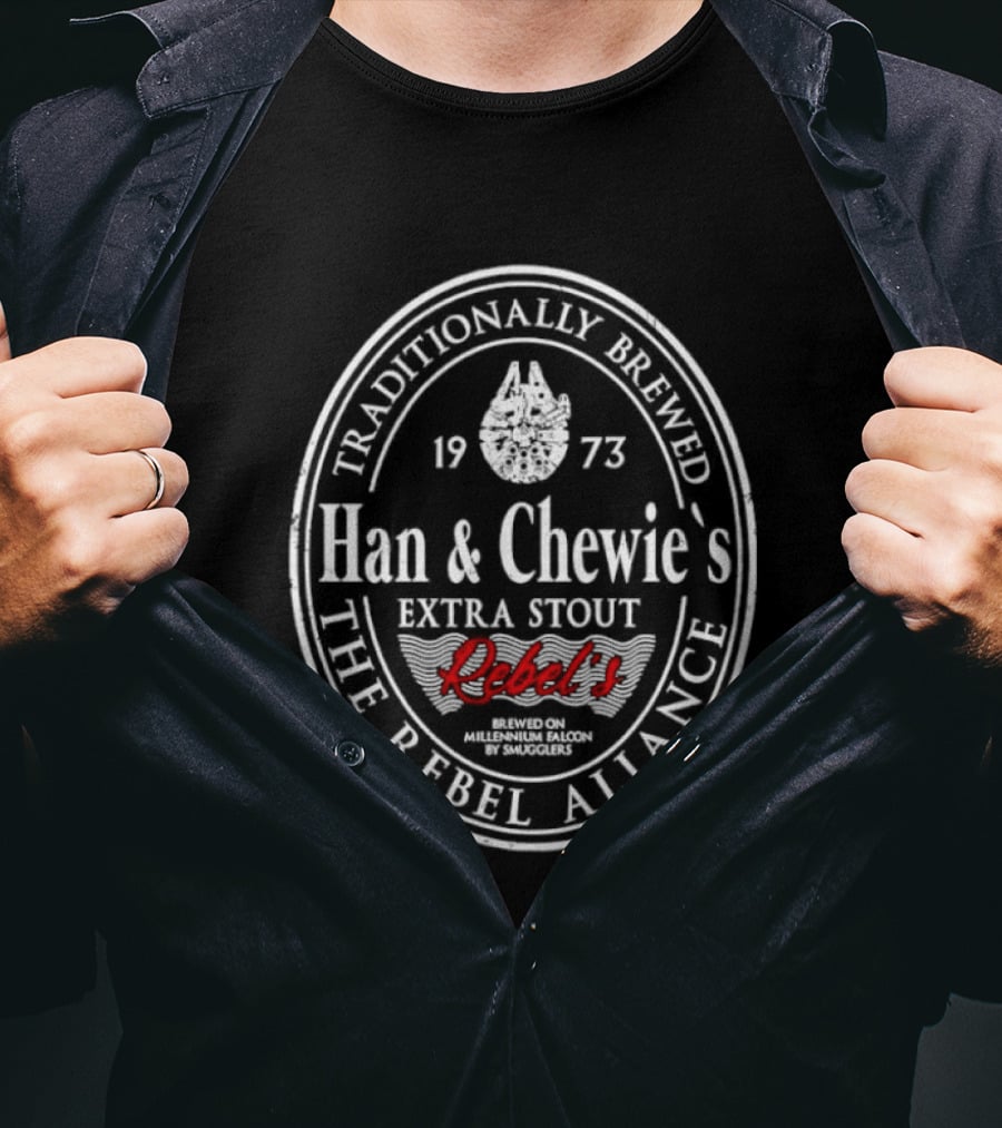 Traditionally Brewed Han And Chewie's Extra Stout Rebel's Millennium Falcon Rebel Alliance 1973 T-Shirt
