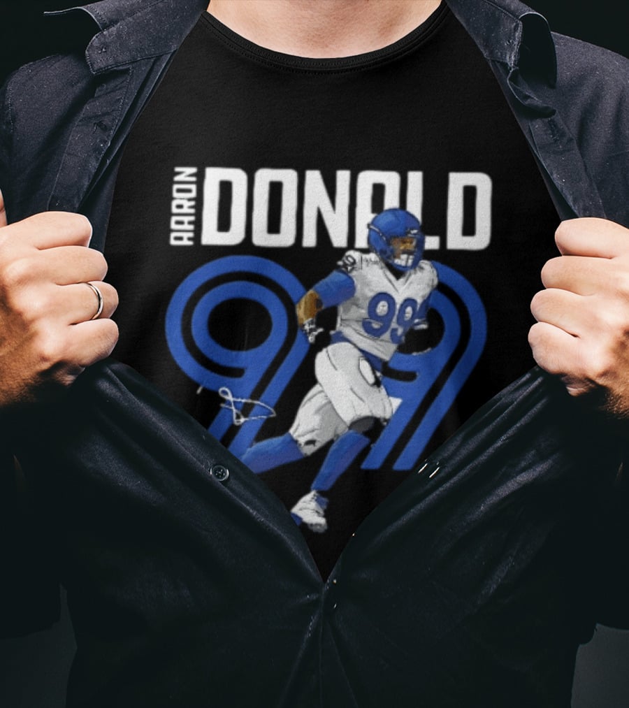 Los Angeles Rams Aaron Donald 99 Blue Running Player T-Shirt