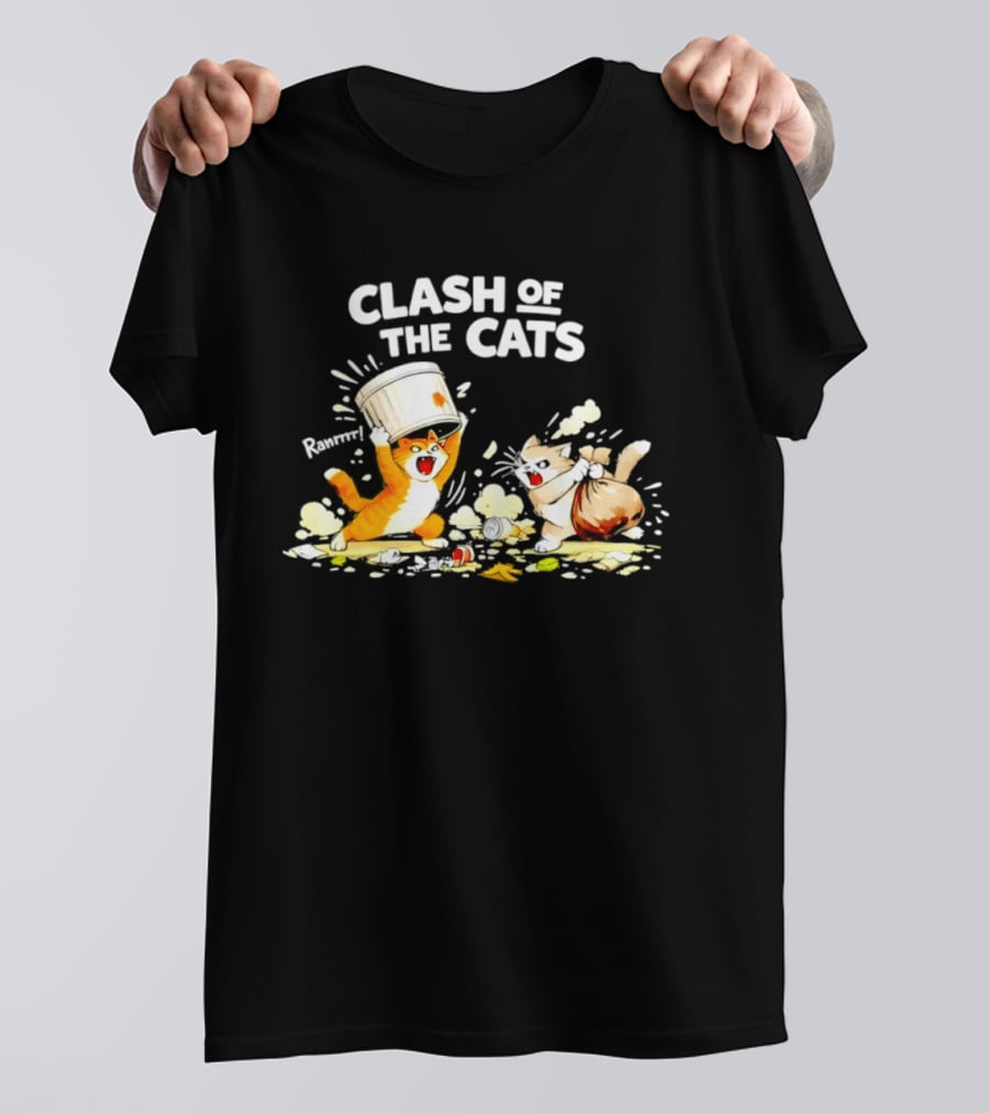 Clash Of The Cats Funny Fighting Kittens Playful Chaos T-Shirt