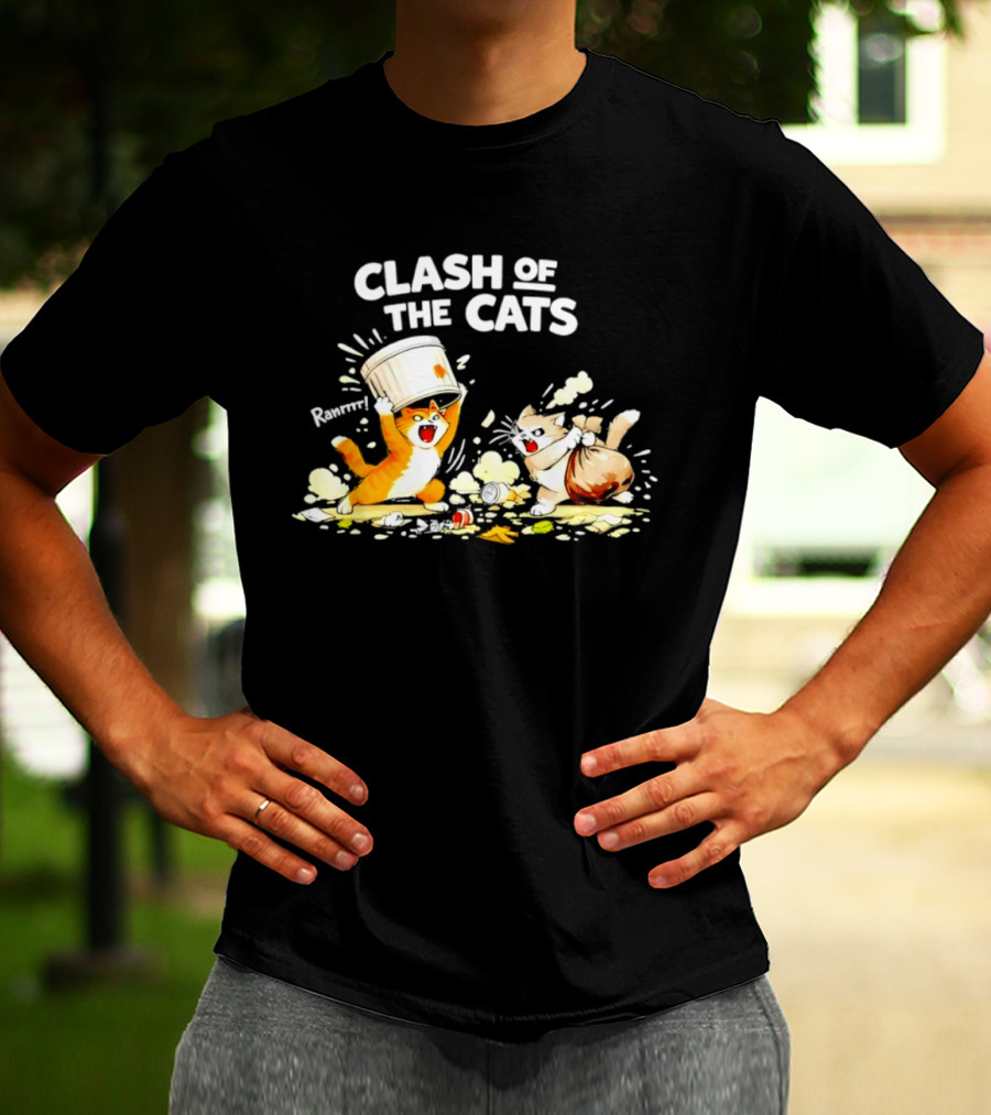 Clash Of The Cats Funny Fighting Kittens Playful Chaos T-Shirt