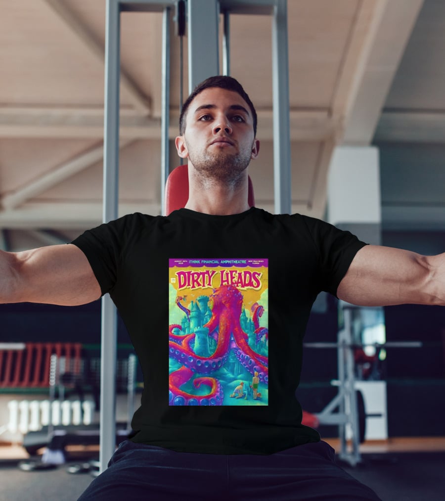 Dirty Heads August 30th 2026 IThink Financial Amphitheatre West Palm Beach Colorful Octopus And Castle T-Shirt