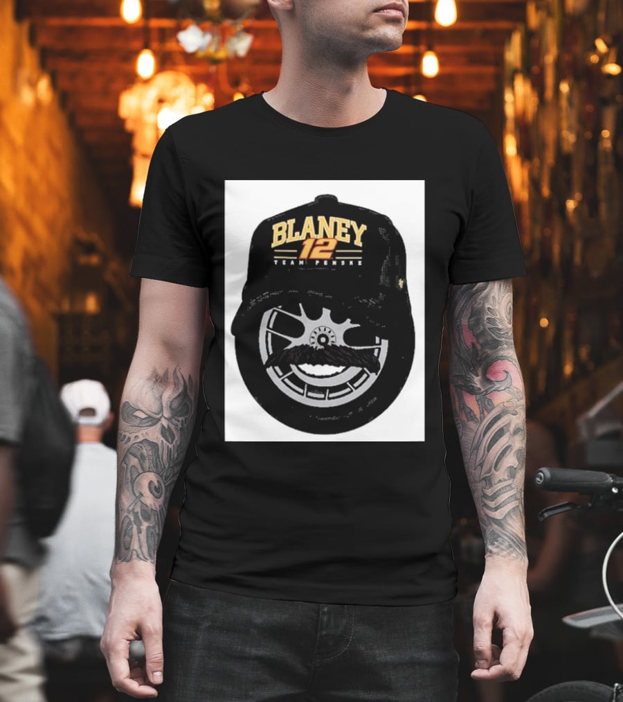Blaney 12 Team Penske Mustache Racing Fan Gear T-Shirt
