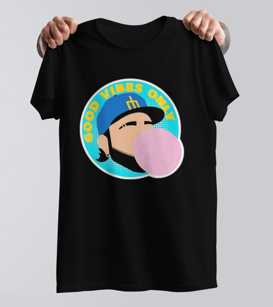 Seattle Mariners Eugenio Suarez Good Vibes Only 28 Baseball Bubblegum T-Shirt