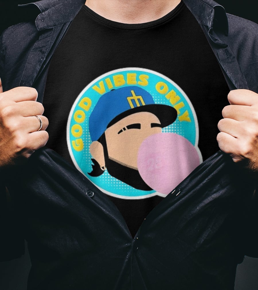 Seattle Mariners Eugenio Suarez Good Vibes Only 28 Baseball Bubblegum T-Shirt