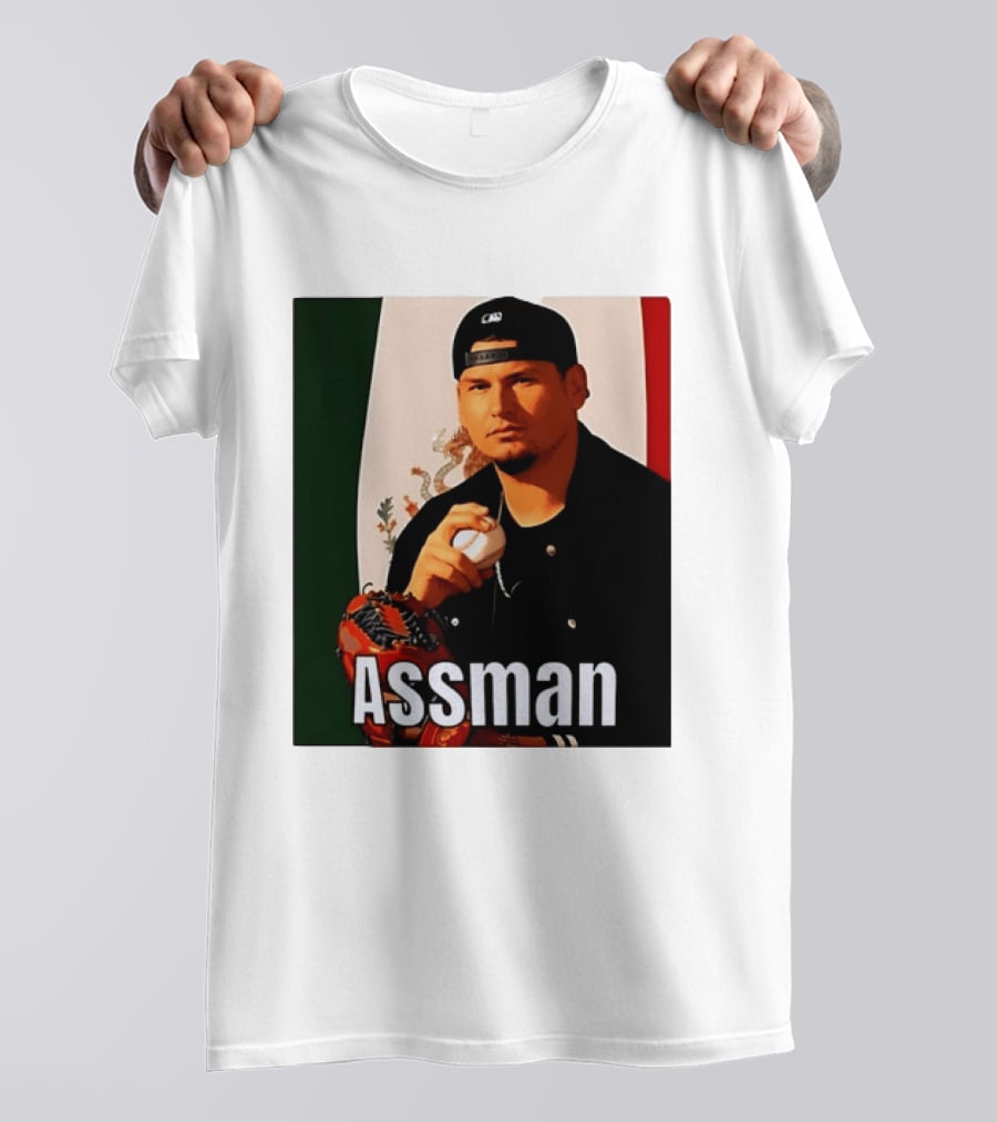 Assman Baseball Player Mexico Flag Baseball Glove Cap T-Shirt