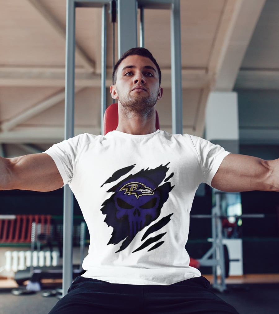 Baltimore Ravens Punisher Skull Crossover Fan Merchandise T-Shirt