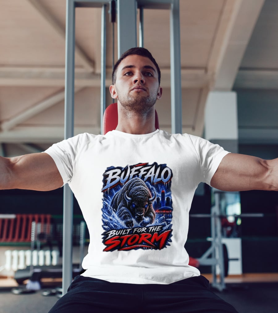 Buffalo Built For The Storm Football Charging Bison City Skyline T-Shirt