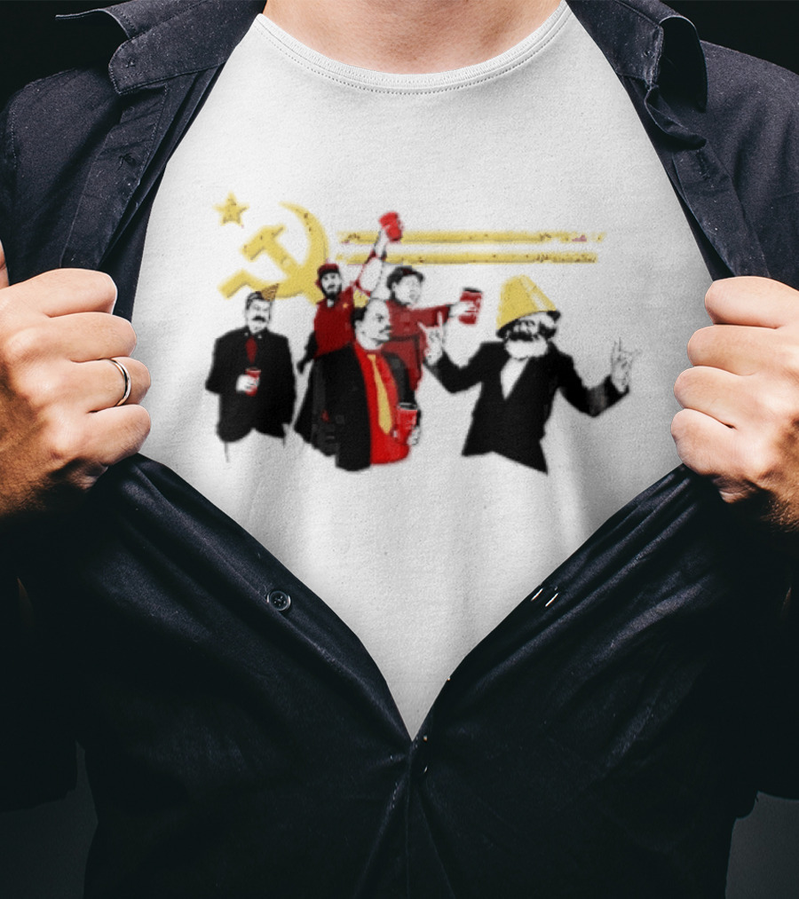 Communist Leaders Party Hammer Sickle Red Cups Star T-Shirt