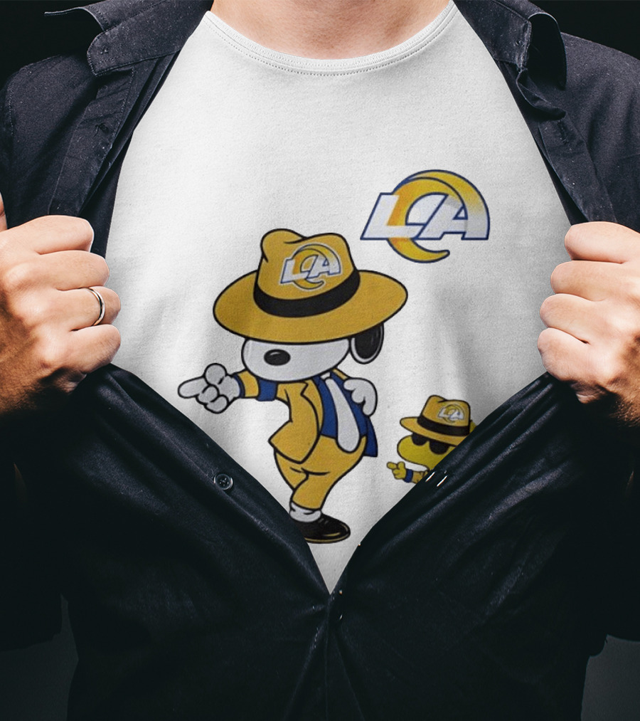 Los Angeles Rams Snoopy Woodstock LA Collaboration Dancing T-Shirt