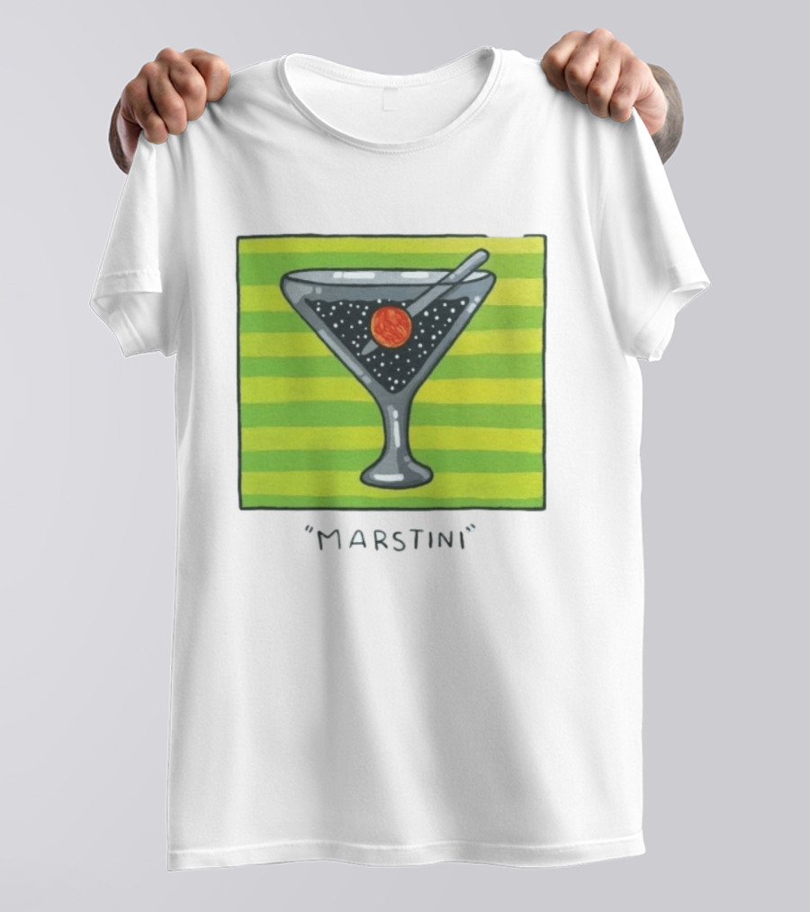 Marstini Planet Martini Cocktail Mars Space Themed Drink T-Shirt