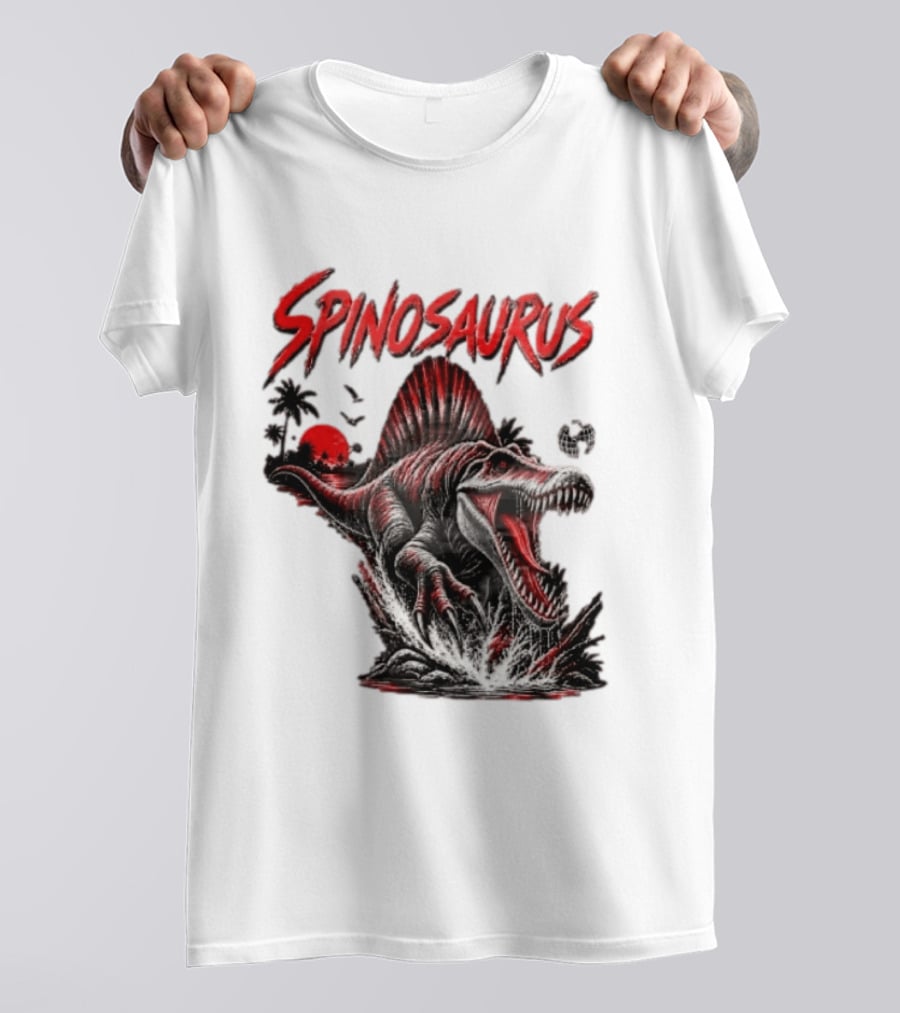 Spinosaurus Late Cretaceous 112 93 Million Years Ago Apex Predator Dinosaur Tropical Scene T-Shirt