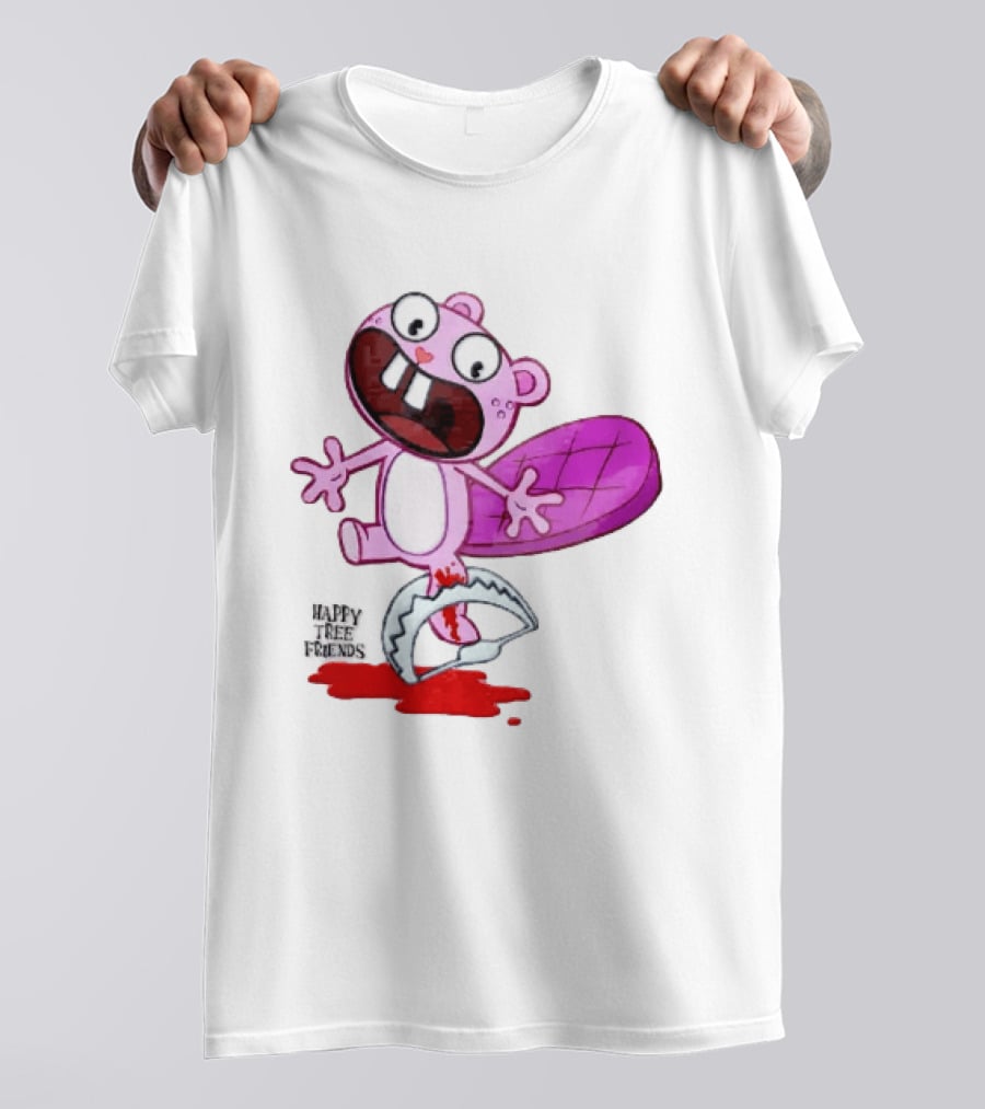 Toothy Happy Tree Friends Cartoon Beaver Stuck In Bear Trap T-Shirt