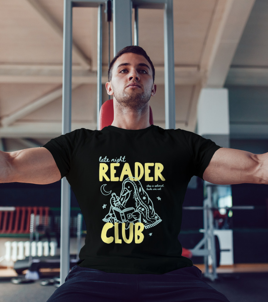 Late Night Reader Club Penguin Reading Moon Stars Sleep Is Optional Books Are Not T-Shirt