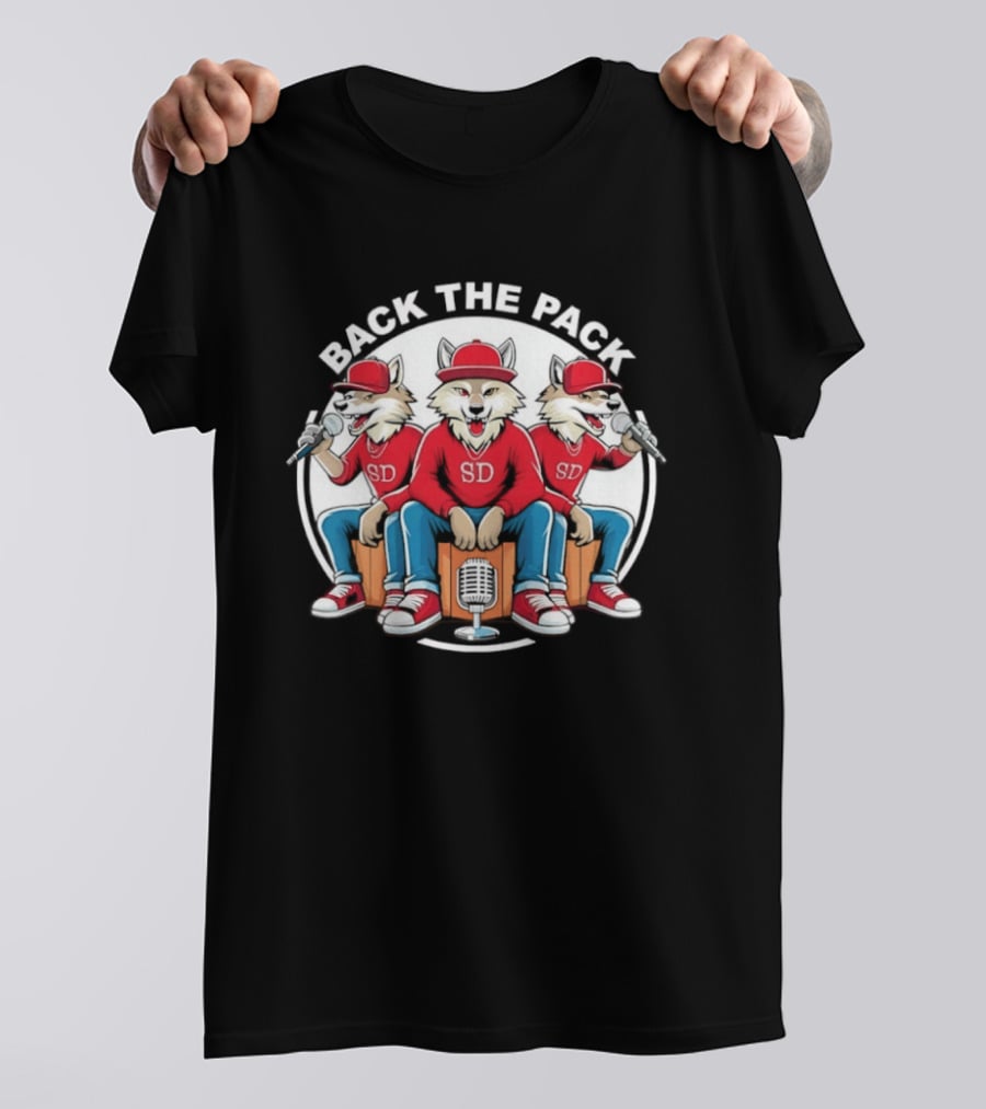 Back The Pack SD Wolf Rap Crew Hip Hop Trio Performance T-Shirt
