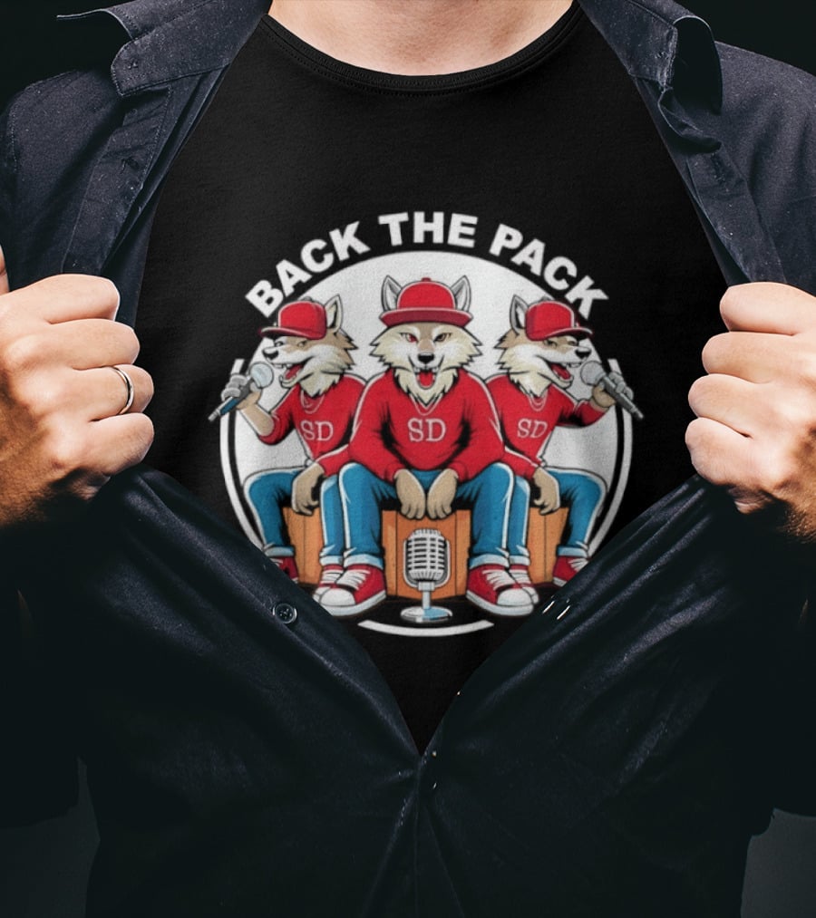 Back The Pack SD Wolf Rap Crew Hip Hop Trio Performance T-Shirt