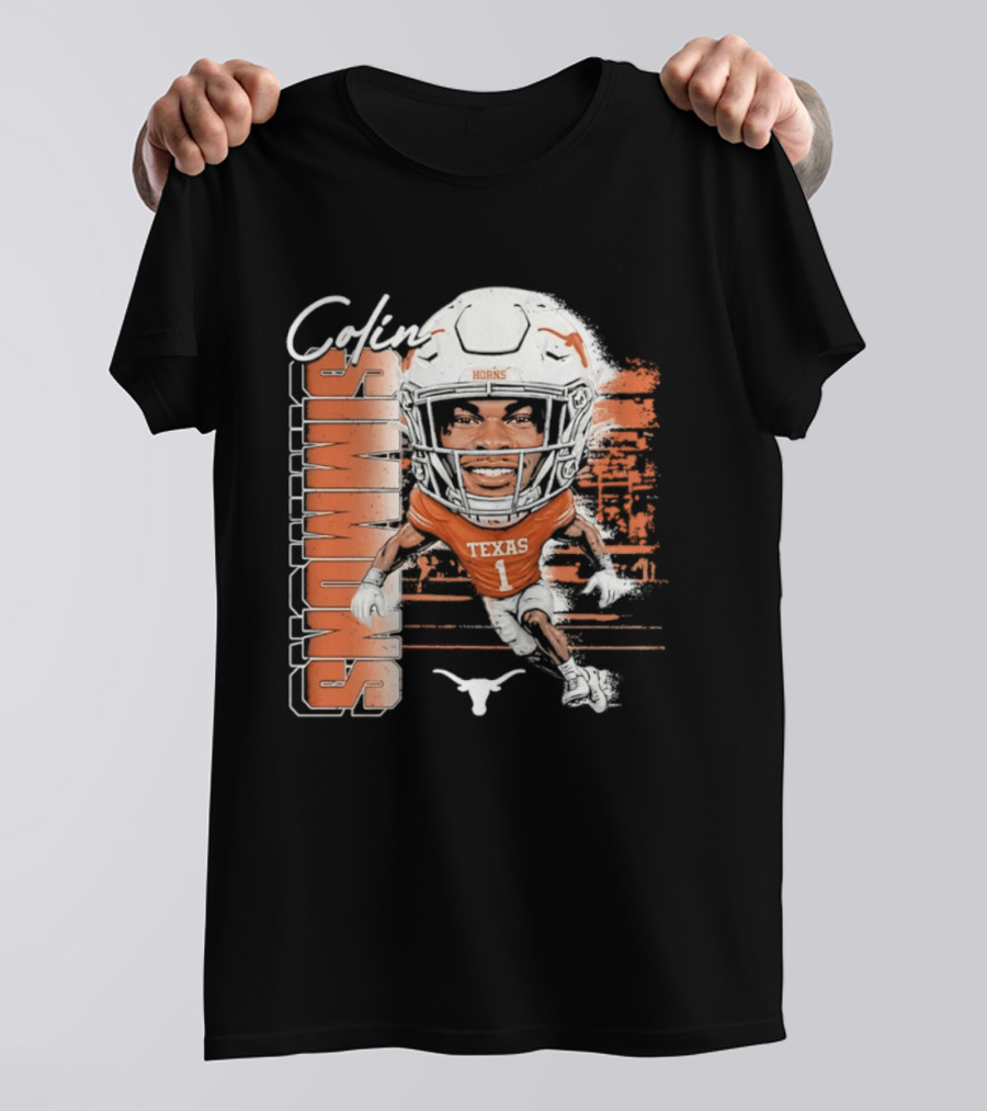 Colin Simmons Texas Longhorns Football Player Number 1 Distressed T-Shirt