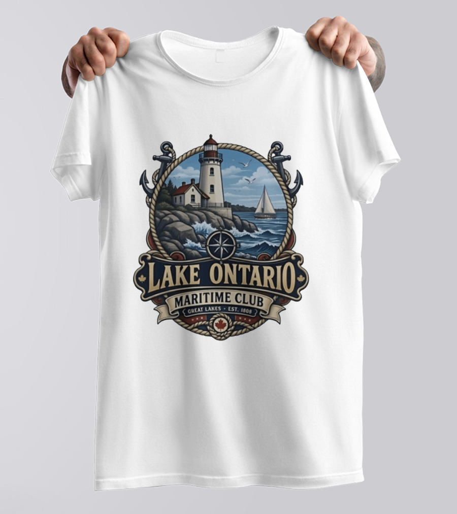 Lake Ontario Maritime Club Great Lakes Lighthouse Sailboat Est 1808 T-Shirt