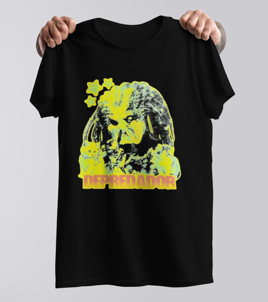 Depredador Predator Sci Fi With Kittens And Stars T-Shirt