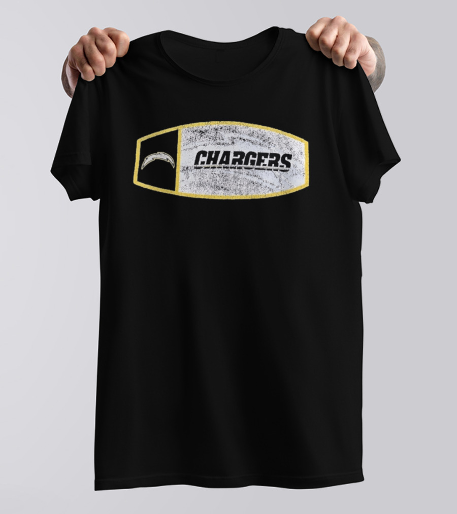 Los Angeles Chargers Distressed Look With Iconic Bolt Border T-Shirt