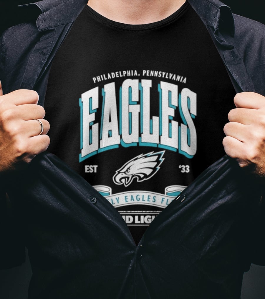 Philadelphia Pennsylvania Eagles Fly Eagles Fly Bud Light Est 1933 T-Shirt