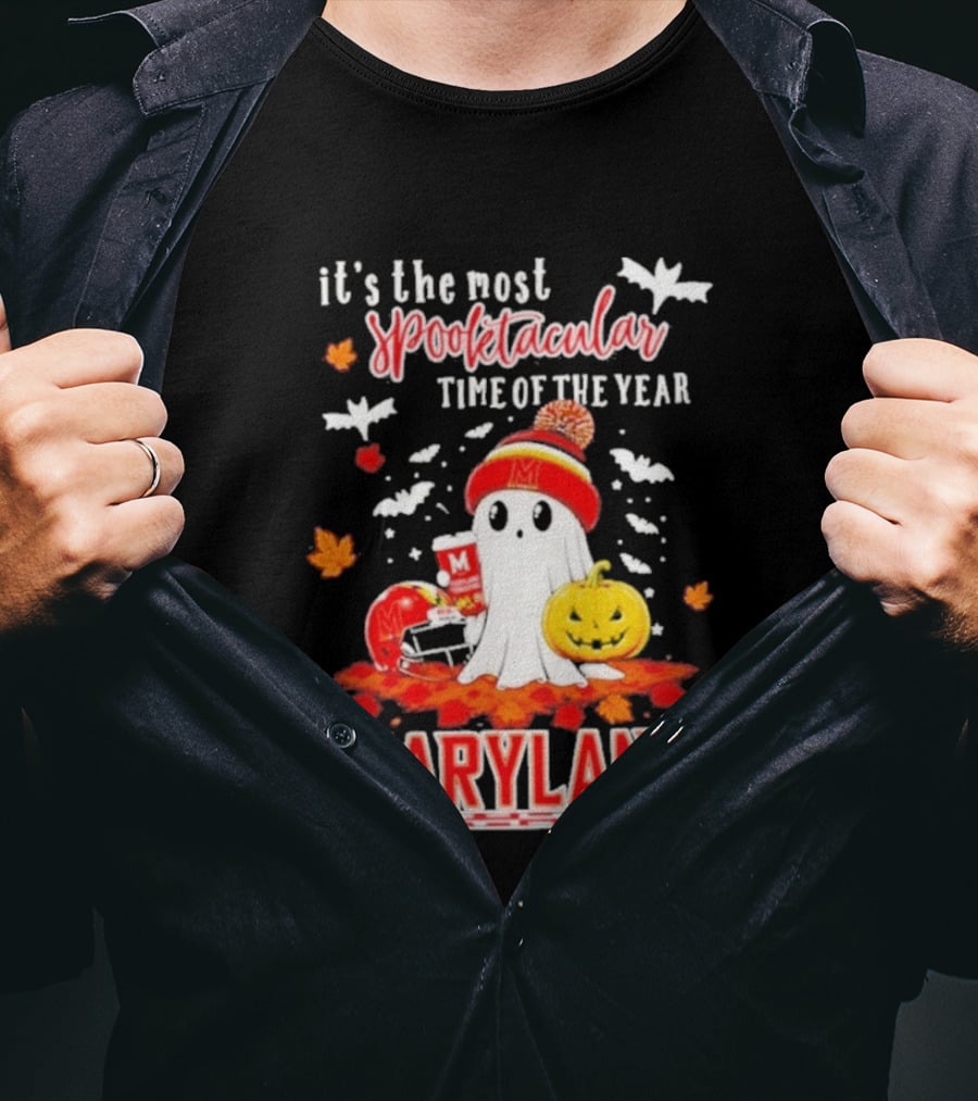 Maryland Terrapins Halloween 2026 Most Spooktacular Time Of The Year Ghost T-Shirt
