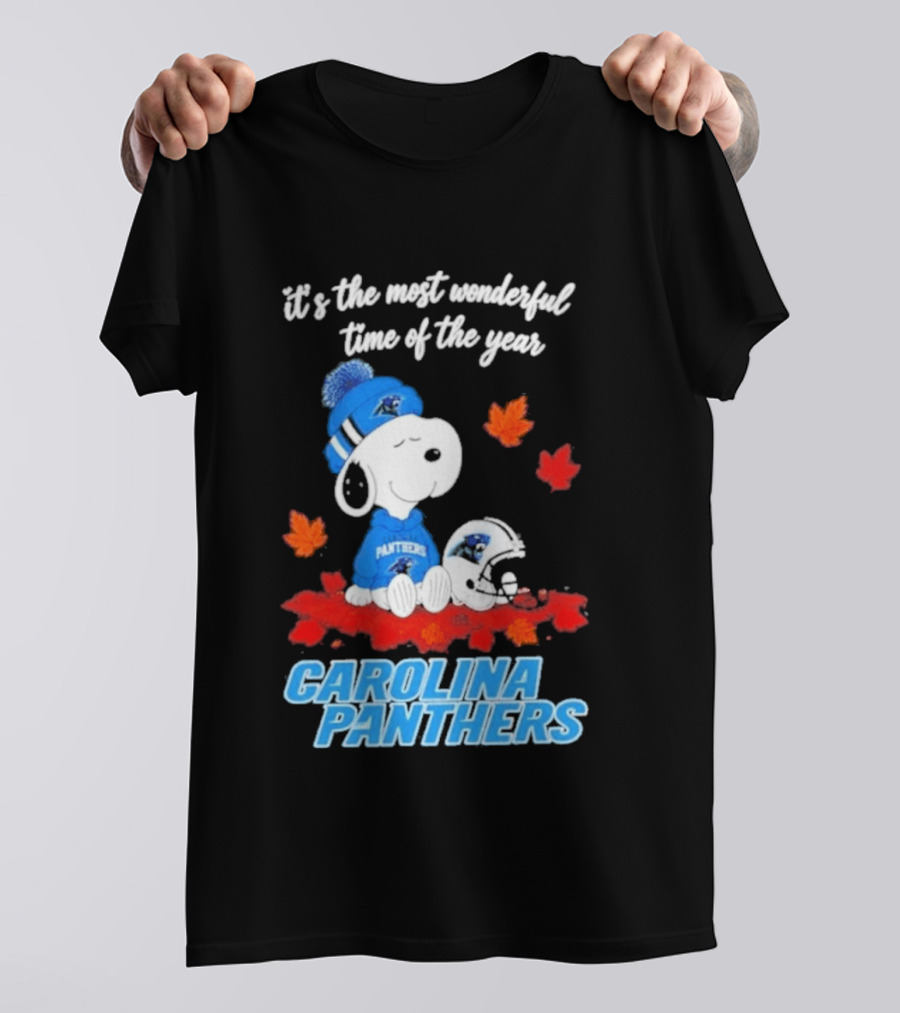 Carolina Panthers Snoopy Fall Halloween 2026 Most Wonderful Time Of The Year T-Shirt